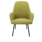 Loungefauteuil vierpoot bouclé gerecycled LoLa, lage zitting, saliegroen met metalen poten
