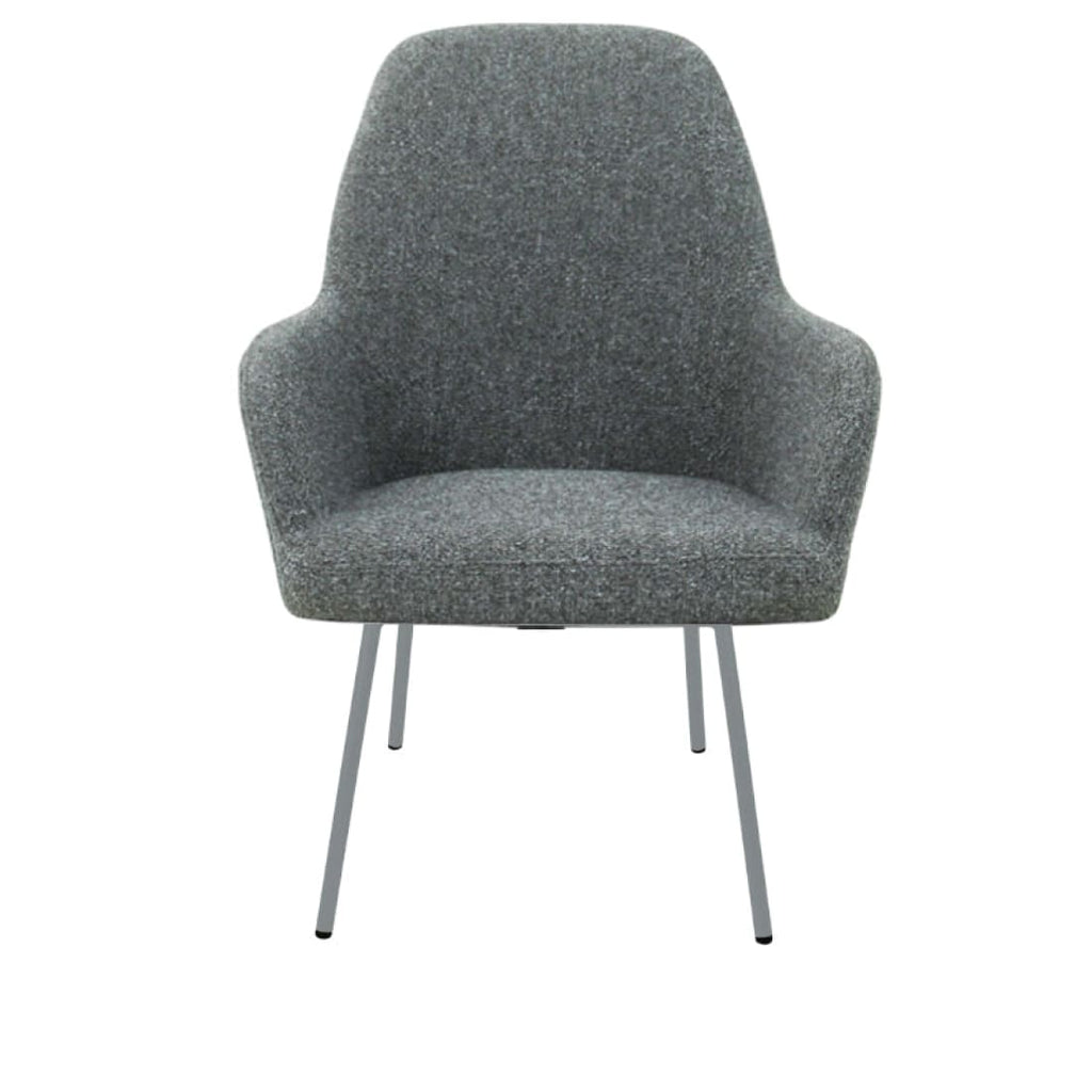Loungefauteuil vierpoot bouclé gerecycled LoLa, lage zitting, saliegroen met metalen poten