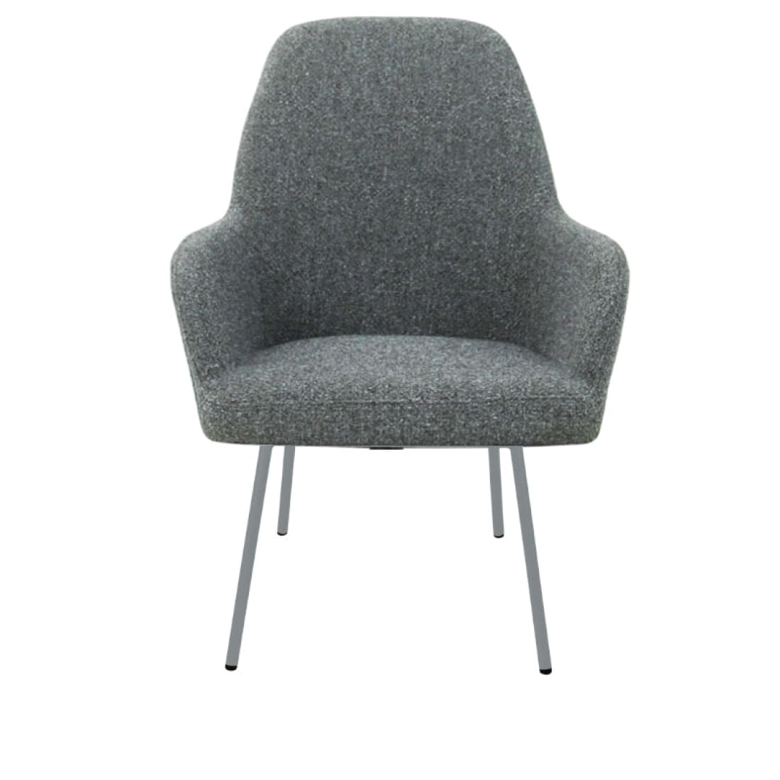 Loungefauteuil vierpoot bouclé gerecycled LoLa, lage zitting, saliegroen met metalen poten
