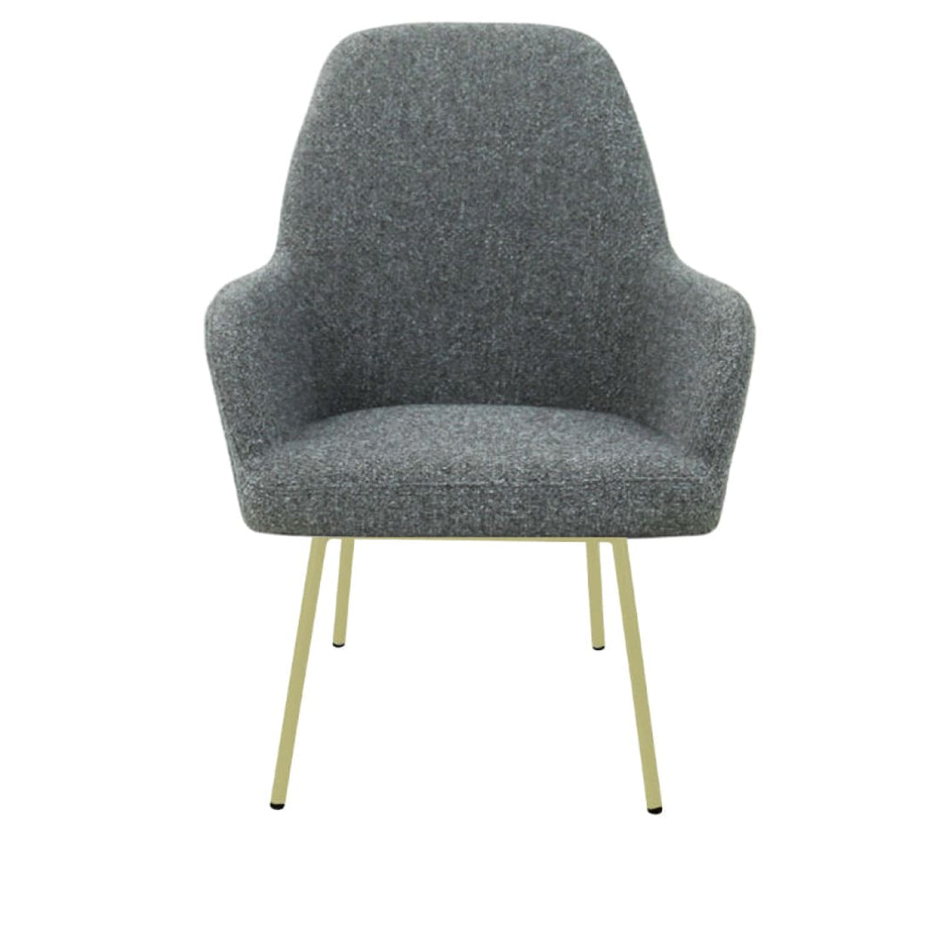 Loungefauteuil vierpoot bouclé gerecycled LoLa, lage zitting, saliegroen met metalen poten