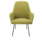 Loungefauteuil vierpoot bouclé gerecycled LoLa, lage zitting, saliegroen met metalen poten