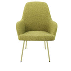 Loungefauteuil vierpoot bouclé gerecycled LoLa, lage zitting, saliegroen met metalen poten