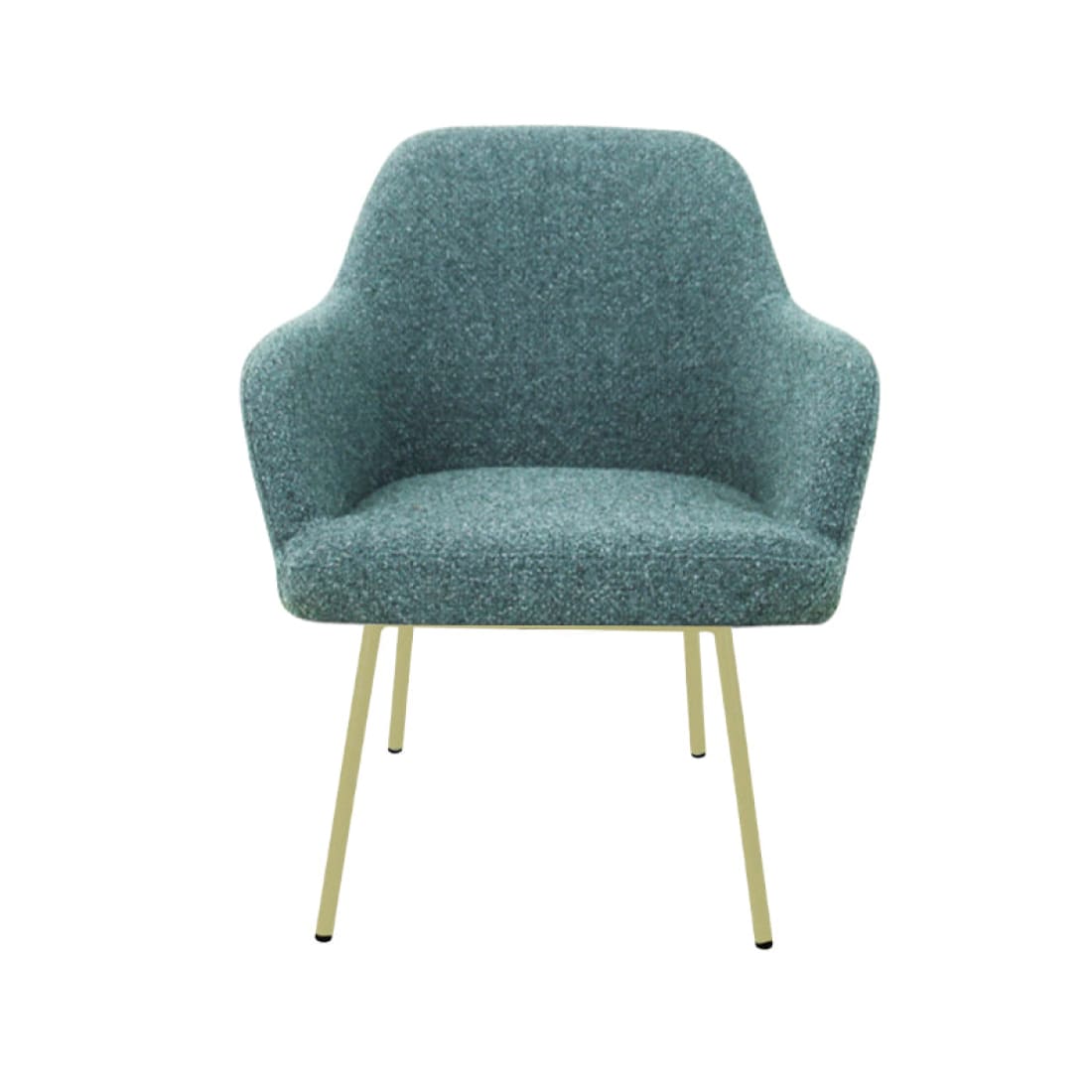 Loungefauteuil vierpoot bouclé gerecycled LoLa, lage zitting, saliegroen met metalen poten