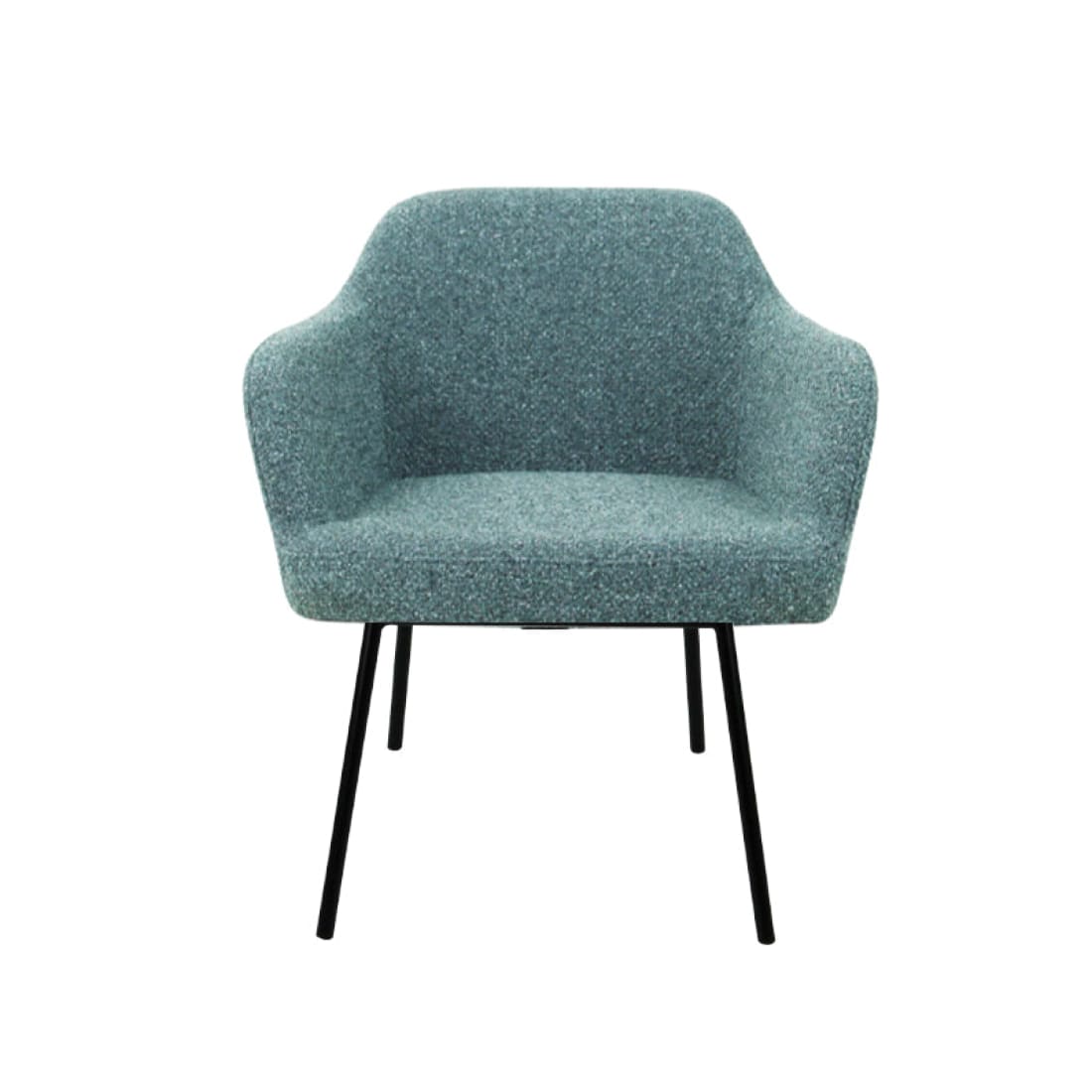 Loungefauteuil vierpoot bouclé gerecycled LoLa, lage zitting, saliegroen met metalen poten