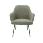 Loungefauteuil vierpoot bouclé gerecycled LoLa, lage zitting, saliegroen met metalen poten