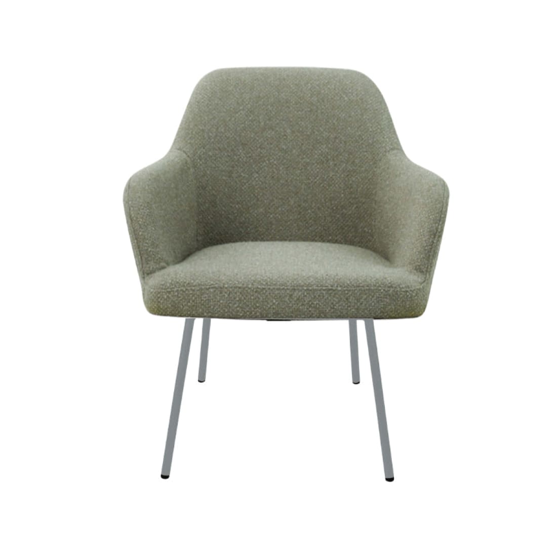 Loungefauteuil vierpoot bouclé gerecycled LoLa, lage zitting, saliegroen met metalen poten