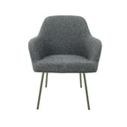 Loungefauteuil vierpoot bouclé gerecycled LoLa, lage zitting, saliegroen met metalen poten