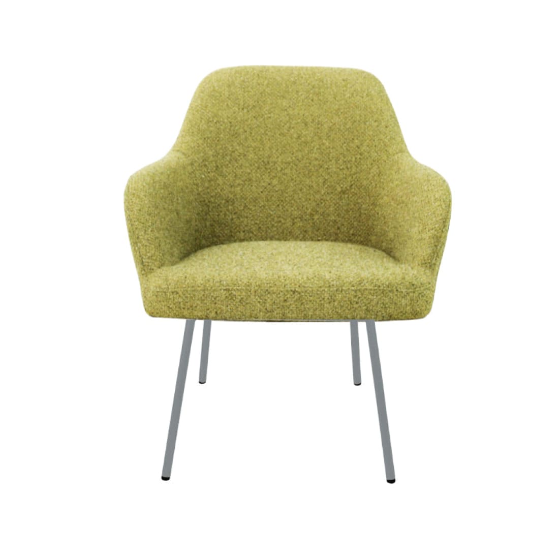 Loungefauteuil vierpoot bouclé gerecycled LoLa, lage zitting, saliegroen met metalen poten