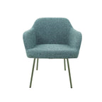 Loungefauteuil vierpoot bouclé gerecycled LoLa, lage zitting, saliegroen met metalen poten