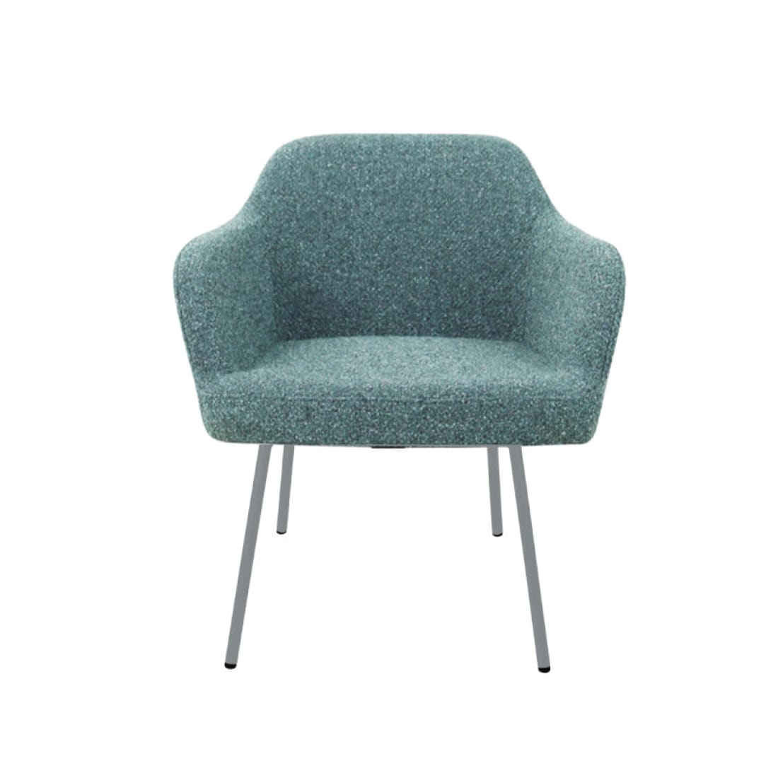 Loungefauteuil vierpoot bouclé gerecycled LoLa, lage zitting, saliegroen met metalen poten