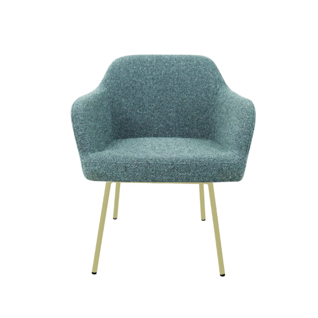 Loungefauteuil vierpoot bouclé gerecycled LoLa, lage zitting, saliegroen met metalen poten