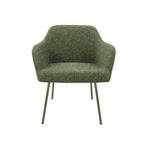 Loungefauteuil vierpoot bouclé gerecycled LoLa, lage zitting, saliegroen met metalen poten