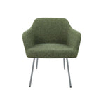 Loungefauteuil vierpoot bouclé gerecycled LoLa, lage zitting, saliegroen met metalen poten