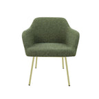Loungefauteuil vierpoot bouclé gerecycled LoLa, lage zitting, saliegroen met metalen poten
