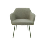 Loungefauteuil vierpoot bouclé gerecycled LoLa, lage zitting, saliegroen met metalen poten