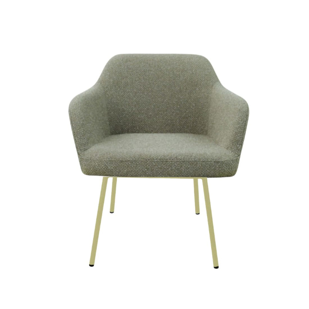 Loungefauteuil vierpoot bouclé gerecycled LoLa, lage zitting, saliegroen met metalen poten