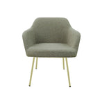 Loungefauteuil vierpoot bouclé gerecycled LoLa, lage zitting, saliegroen met metalen poten