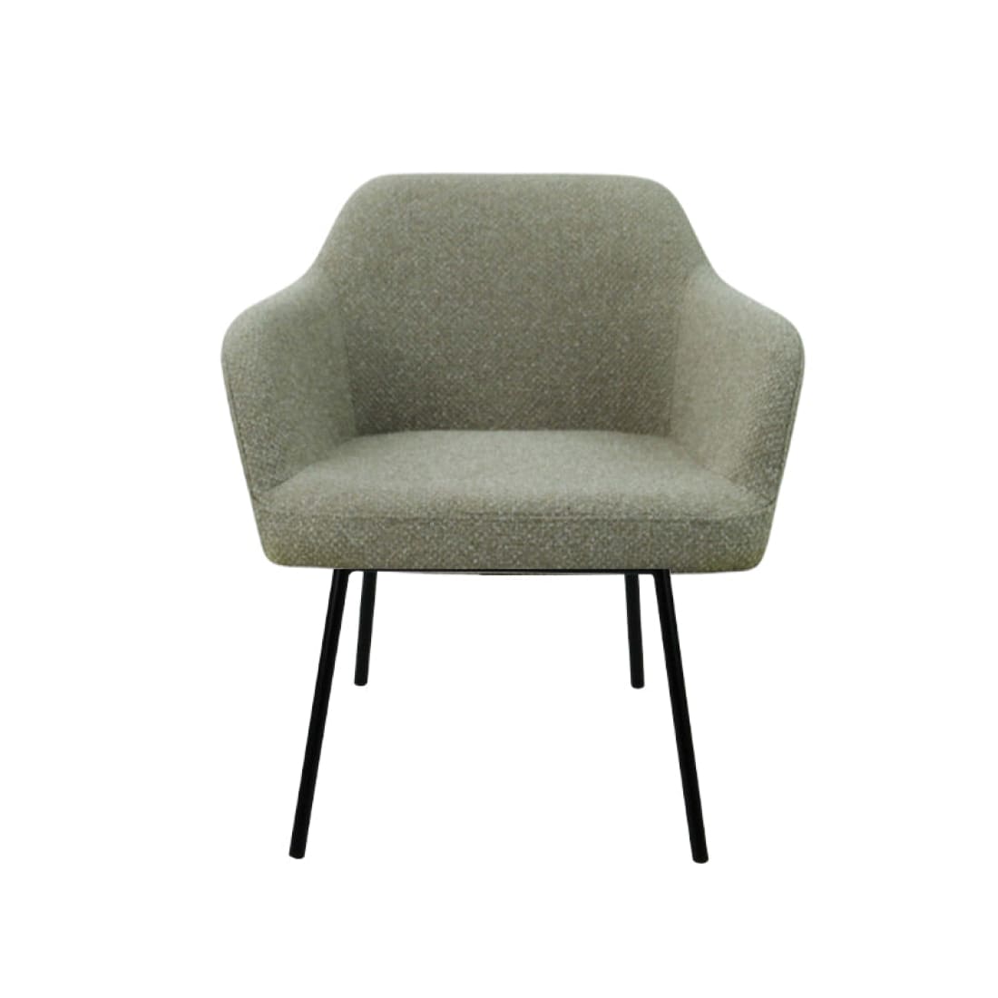 Loungefauteuil vierpoot bouclé gerecycled LoLa, lage zitting, saliegroen met metalen poten
