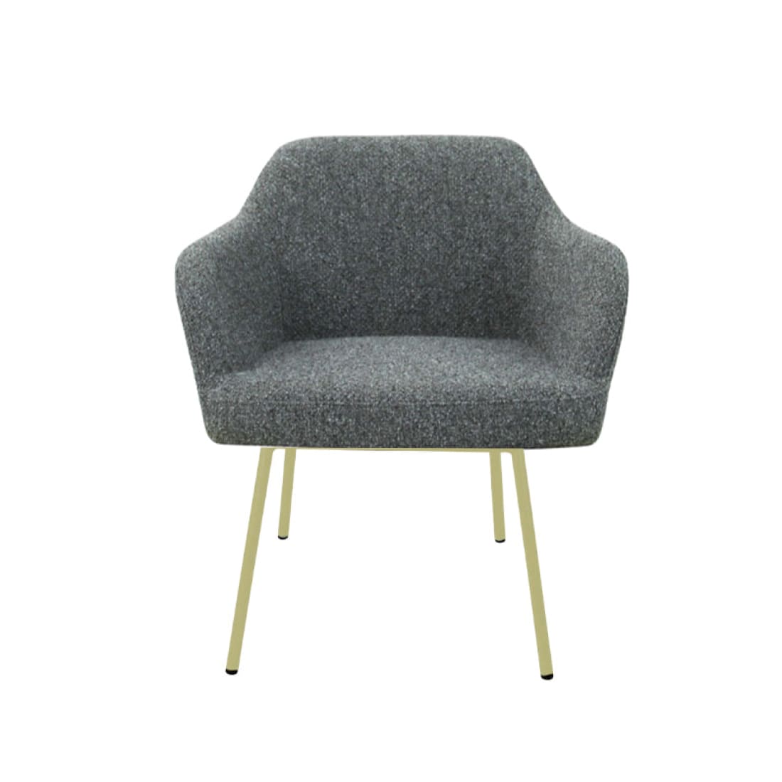 Loungefauteuil vierpoot bouclé gerecycled LoLa, lage zitting, saliegroen met metalen poten