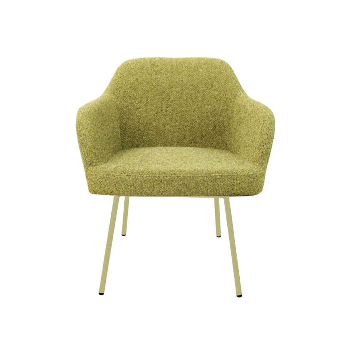 Loungefauteuil vierpoot bouclé gerecycled LoLa, lage zitting, saliegroen met metalen poten