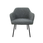 Loungefauteuil vierpoot bouclé gerecycled LoLa, lage zitting, saliegroen met metalen poten