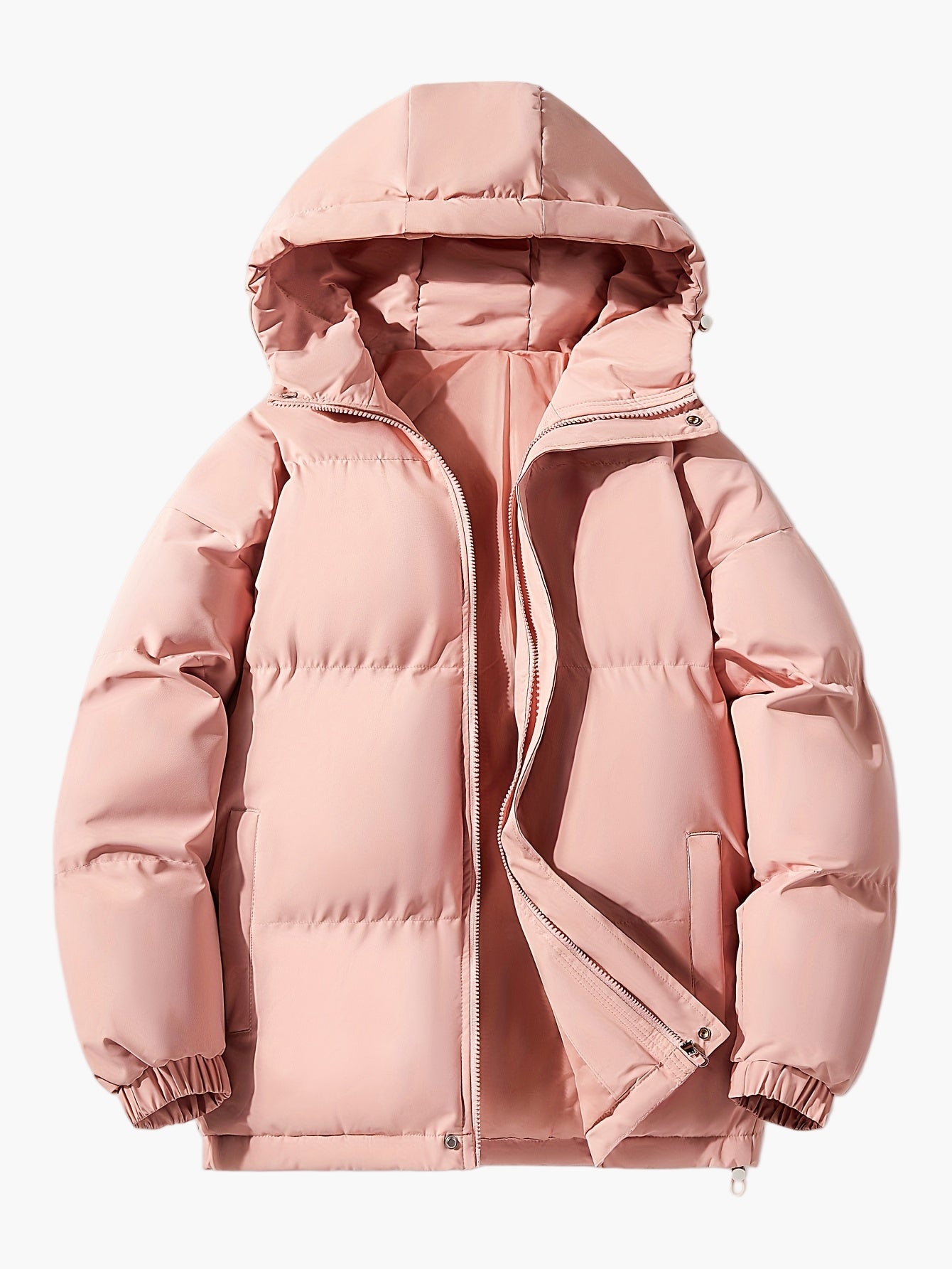 Men's Winter Quilted Jacket with Hood, Casual Outdoor Warm Jacket