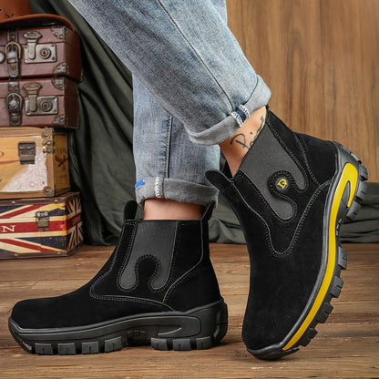 Chelsea Boots Herren Gelb Schwarz mit Profilsohle