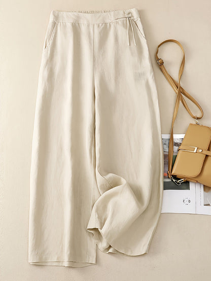 Women's Wide-Leg Casual Pants Elegant with Tie Belt – Perfect for Spring and Summer
