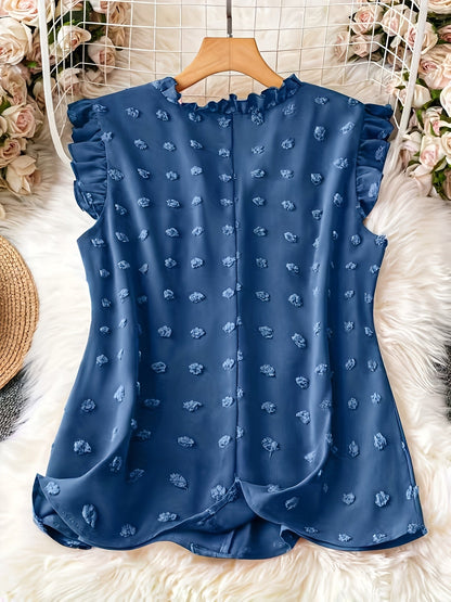 Women's Elegant Blouse with Ruffles and V-Neck – Casual & Office