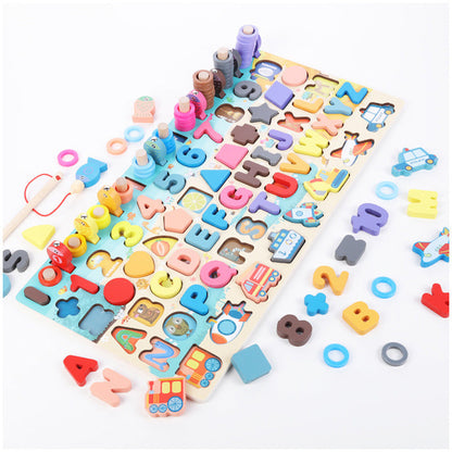 Children's Educational Toy Wooden Peg Puzzle Alphabet Numbers Motor Skills Montessori