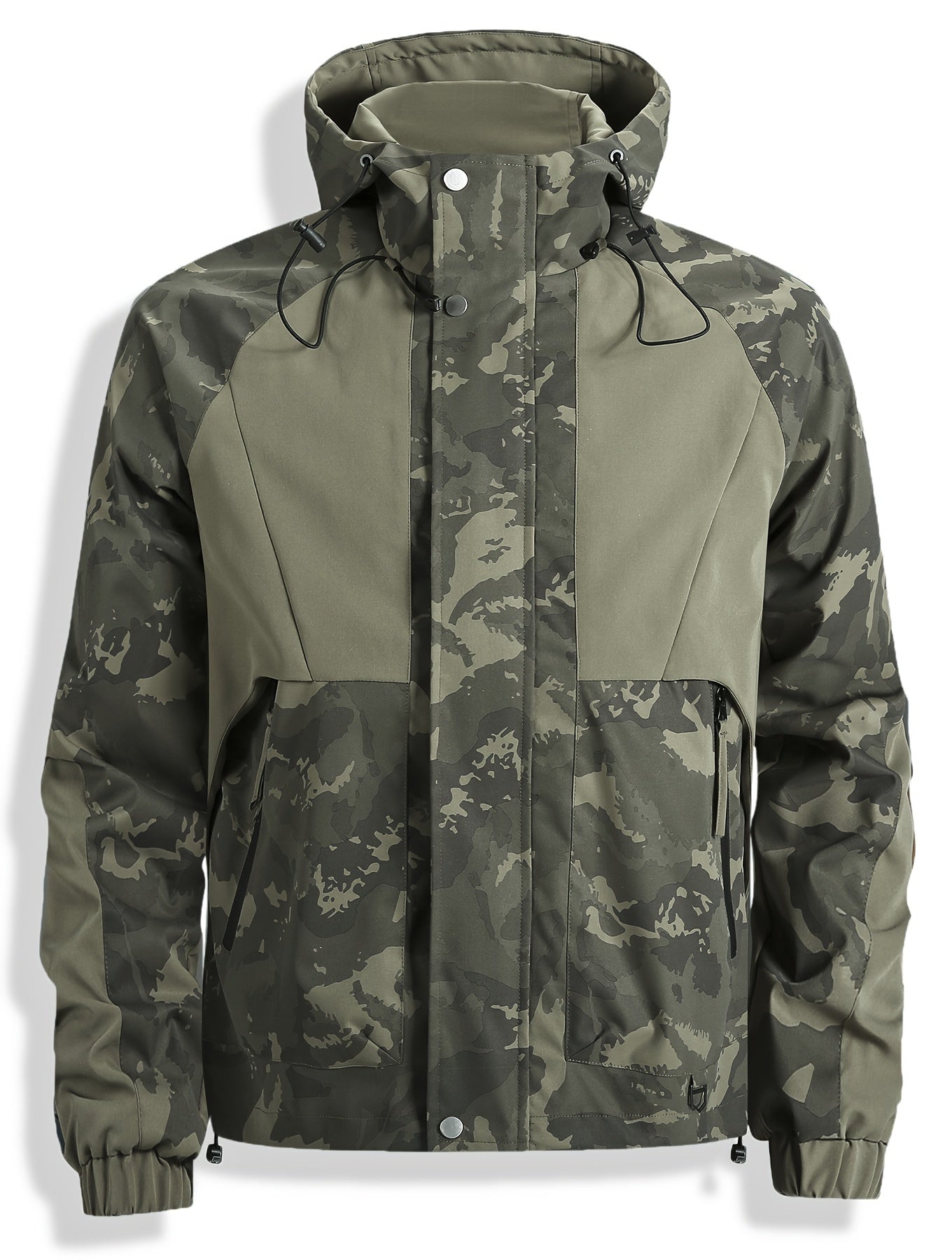 Men's camouflage jacket with hood and zipper