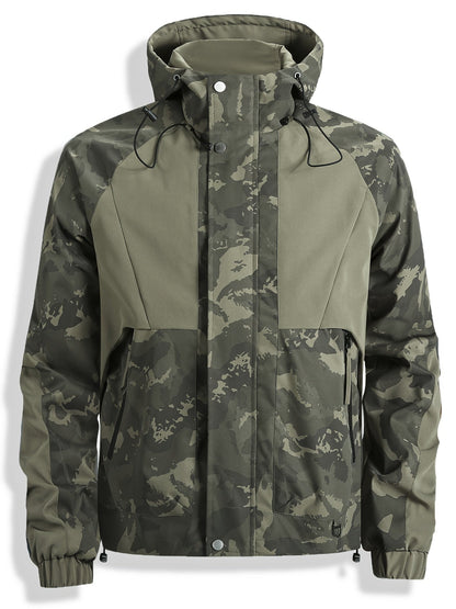 Men's camouflage jacket with hood and zipper