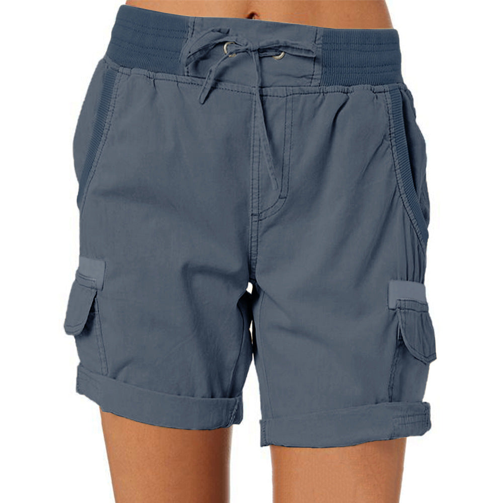 Women's Cargo Shorts Leisure Summer with Drawstring, Elastic Waistband and Pockets – Comfortable Outdoor & Casual Bermuda Shorts