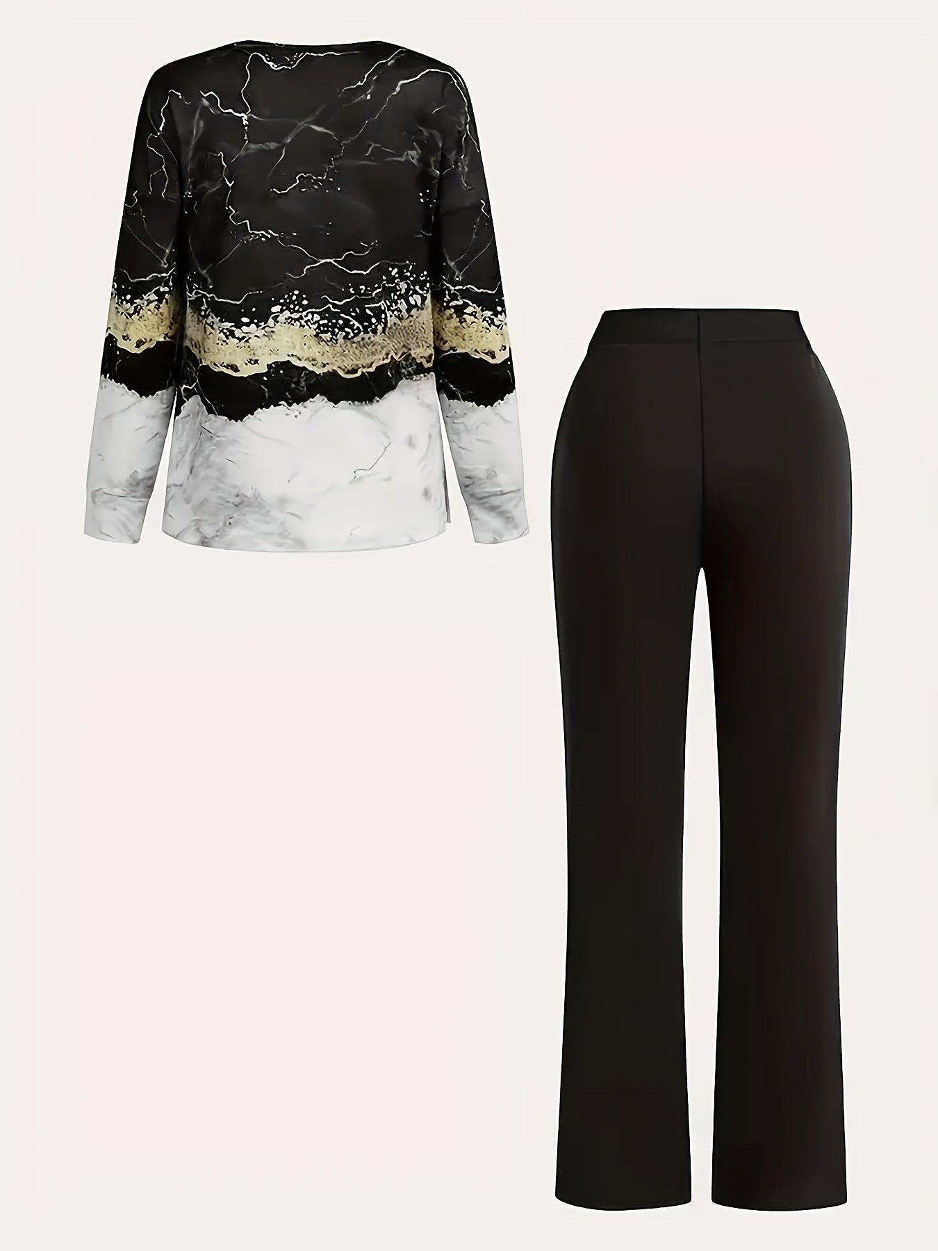 Women's Elegant Casual Outfit with Modern Print – Ideal for Everyday and Office Use