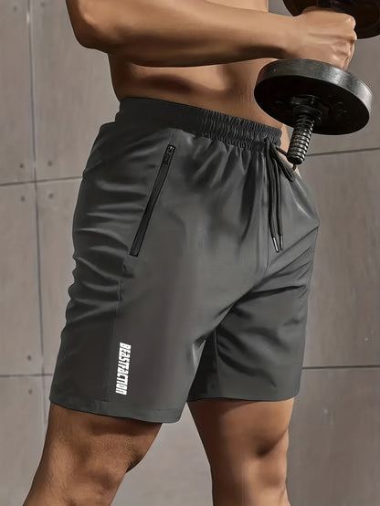 Men's Sports and Fitness Shorts with Zipper Pocket – Ideal for Training & Leisure