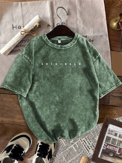 Women's Casual Street Style T-Shirt with Print and High-Waist Denim Shorts – Perfect for Summer