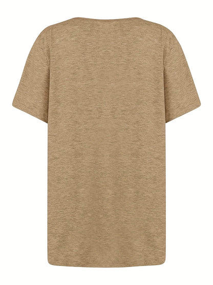 Damen Sommer-Shirt mit asymmetrischem Ausschnitt und Knopfdetails – Freizeit & Alltagsstil