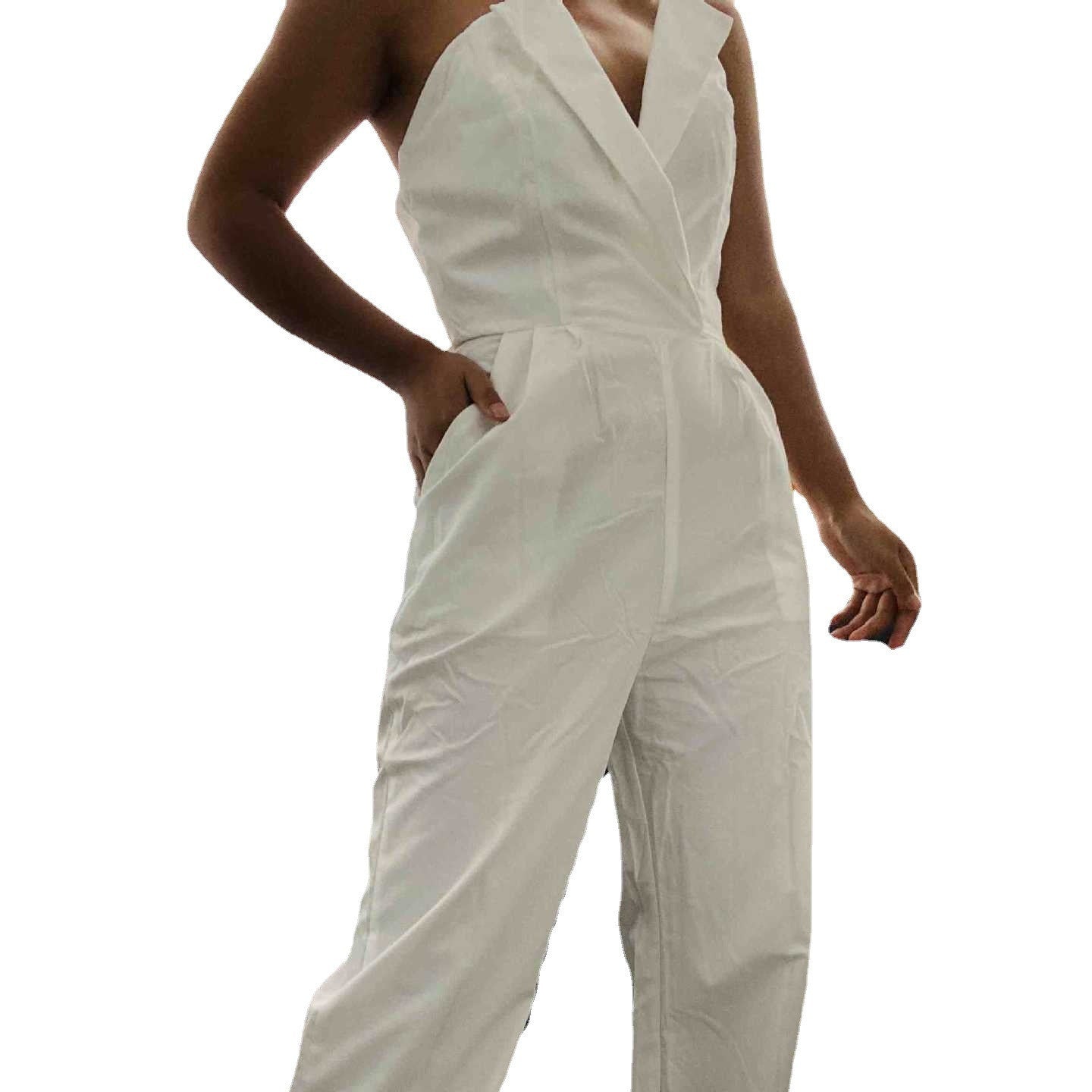 Women's Elegant Strapless Jumpsuit with Wide Leg – Stylish Overall for Special Occasions and Parties