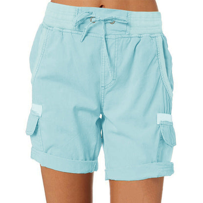 Women's Cargo Shorts Leisure Summer with Drawstring, Elastic Waistband and Pockets – Comfortable Outdoor & Casual Bermuda Shorts