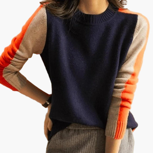 Damen Pullover Colorblock Style Modern Freizeit & Büro