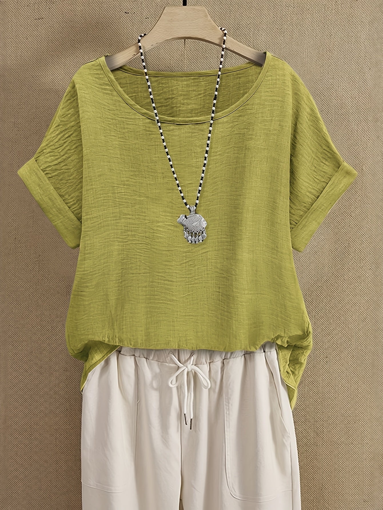 Women's Summer Blouse Short Sleeve Loose Elegant Casual Top