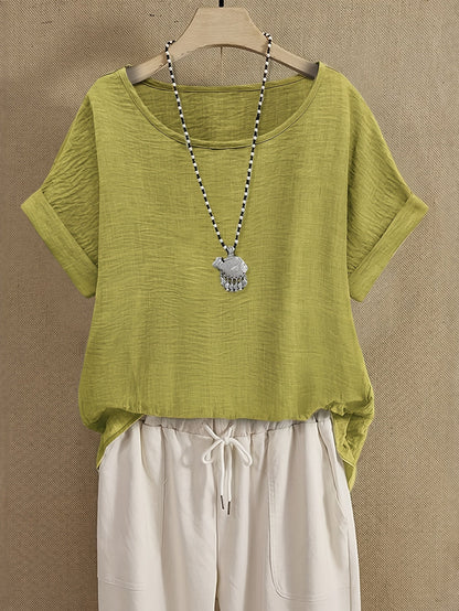 Women's Summer Blouse Short Sleeve Loose Elegant Casual Top