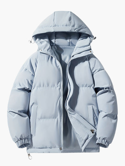 Men's Winter Quilted Jacket with Hood, Casual Outdoor Warm Jacket