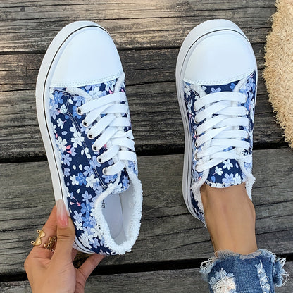 Damen Sneaker Freizeitmode mit Blumenmuster – Bequeme Alltagsschuhe für stilbewusste Frauen