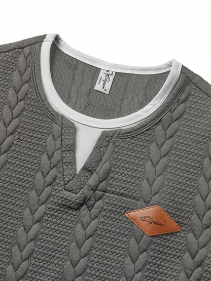 Men's Short-Sleeve Knit T-Shirt with Cable Pattern – Fashionable Casual Shirt for Summer & Everyday Wear
