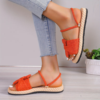 Women's summer sandals with bow and ankle strap – fashionable casual shoes for everyday wear & vacation