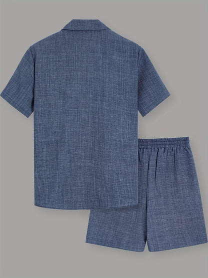 Men's Summer Casual Short Sleeve Set – Casual Shirt with Shorts and T-Shirt, Ideal for Vacation & Everyday Wear