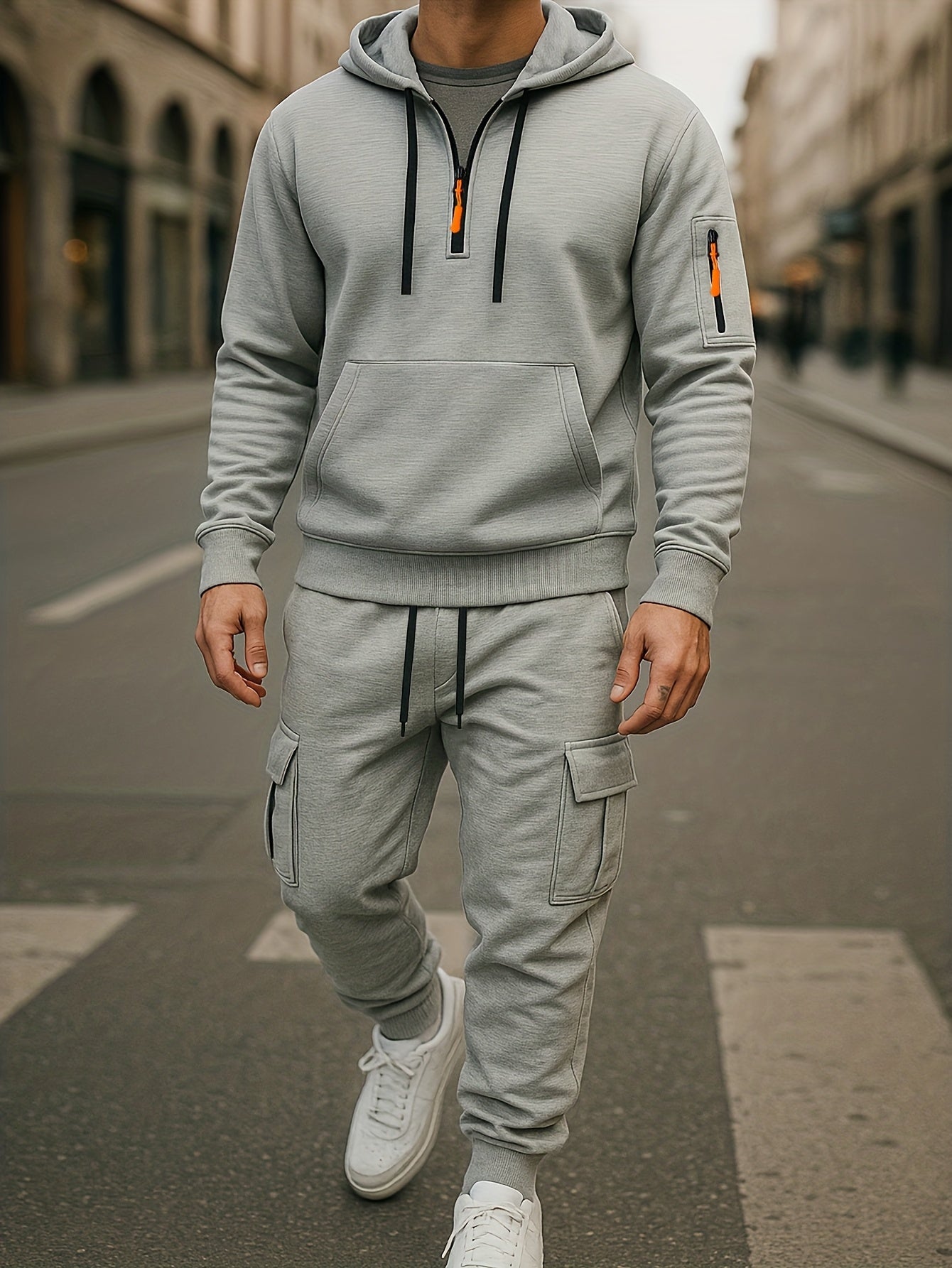 Men’s tracksuit with hoodie and cargo pants – sporty, casual, multicolored
