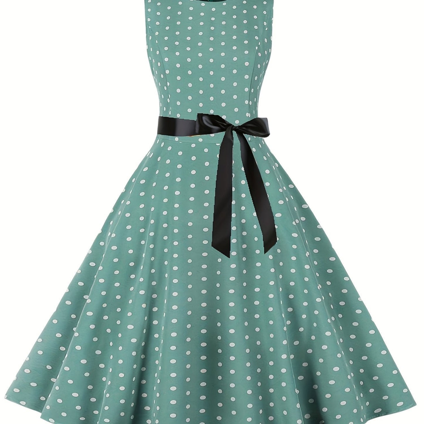 Women's Vintage Polka Dot Fit & Flare Dress for Festive Occasions and Everyday Wear