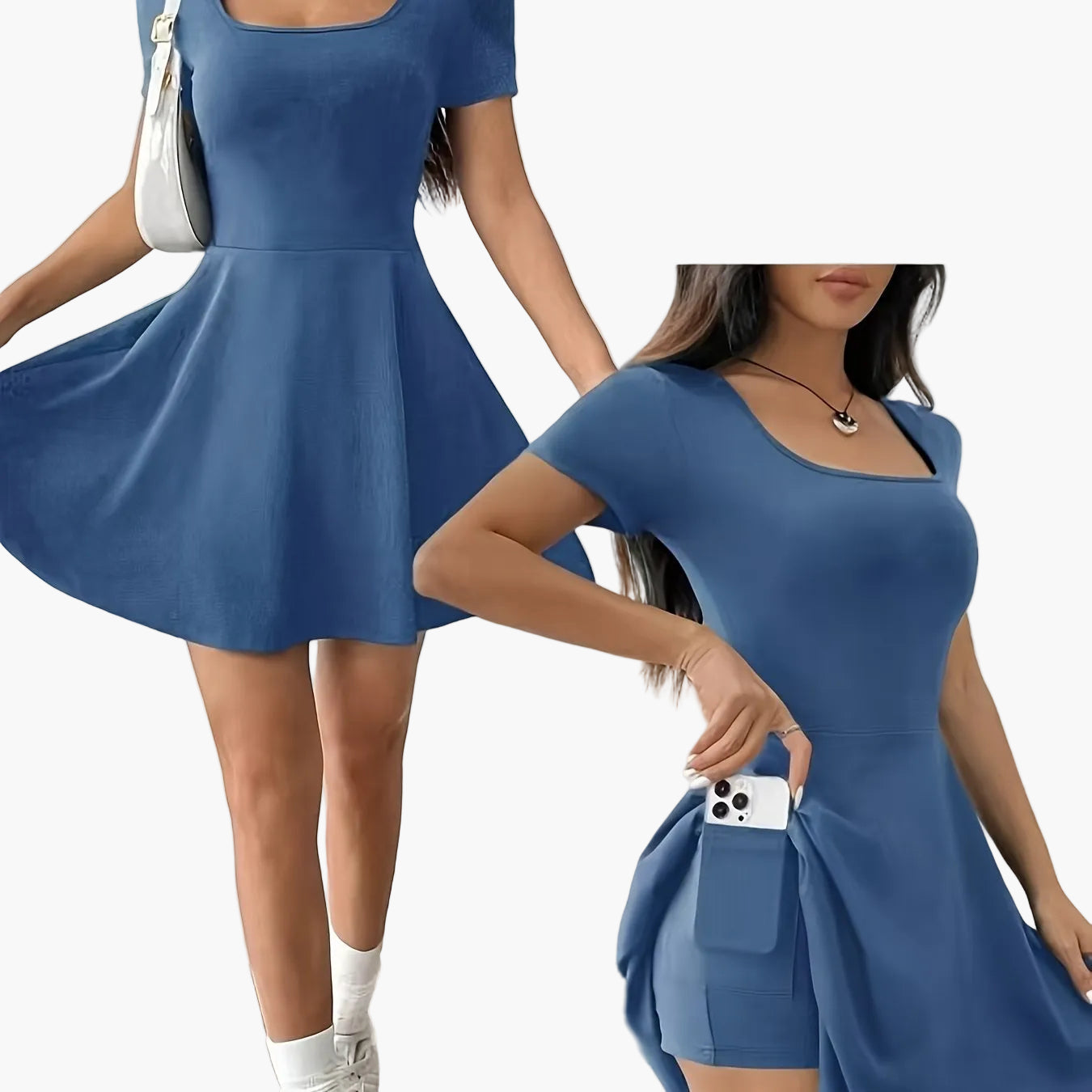Women's Elegant Casual Dress with Short Sleeves and A-Line Cut – Perfect for Everyday and Going Out